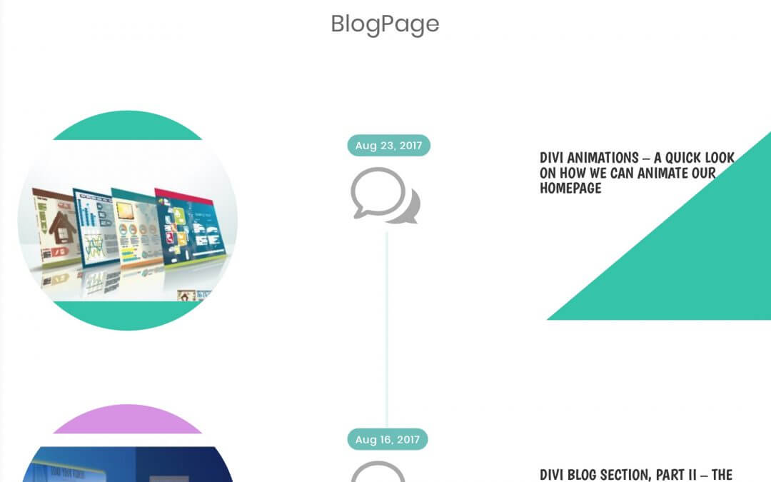 Divi Blog Section Part III – A Strange BlogPage with ‘Blurbing’ Timeline style